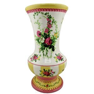 LAURA ASHLEY English Country Floral Rose & Ivy Ceramic Vase ShabbyChic/Farmhouse